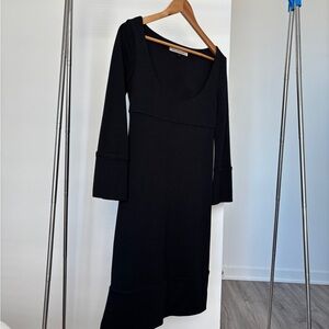 Vintage Diane VonFurstenberg black wool crepe dress